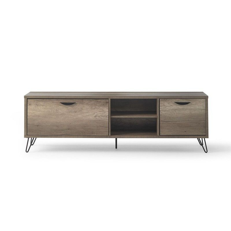 Mueble de TV de Madera Kansas Marrón 180x40x55,6 cm con Patas de Metal