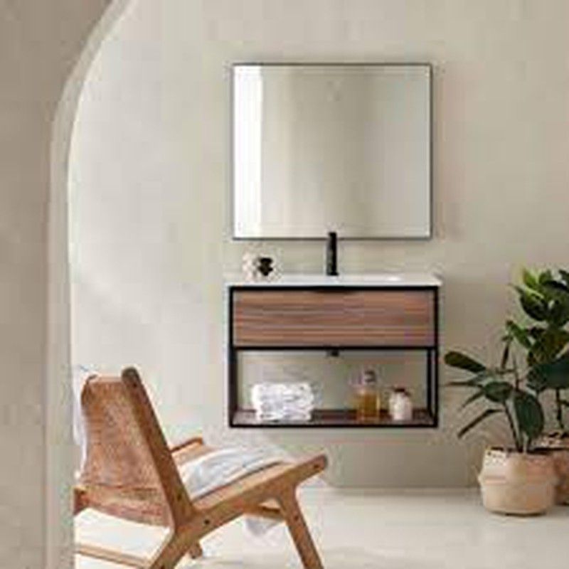 Mueble Estructura 6M03 con lavabo ceramico Nogal Sanchis