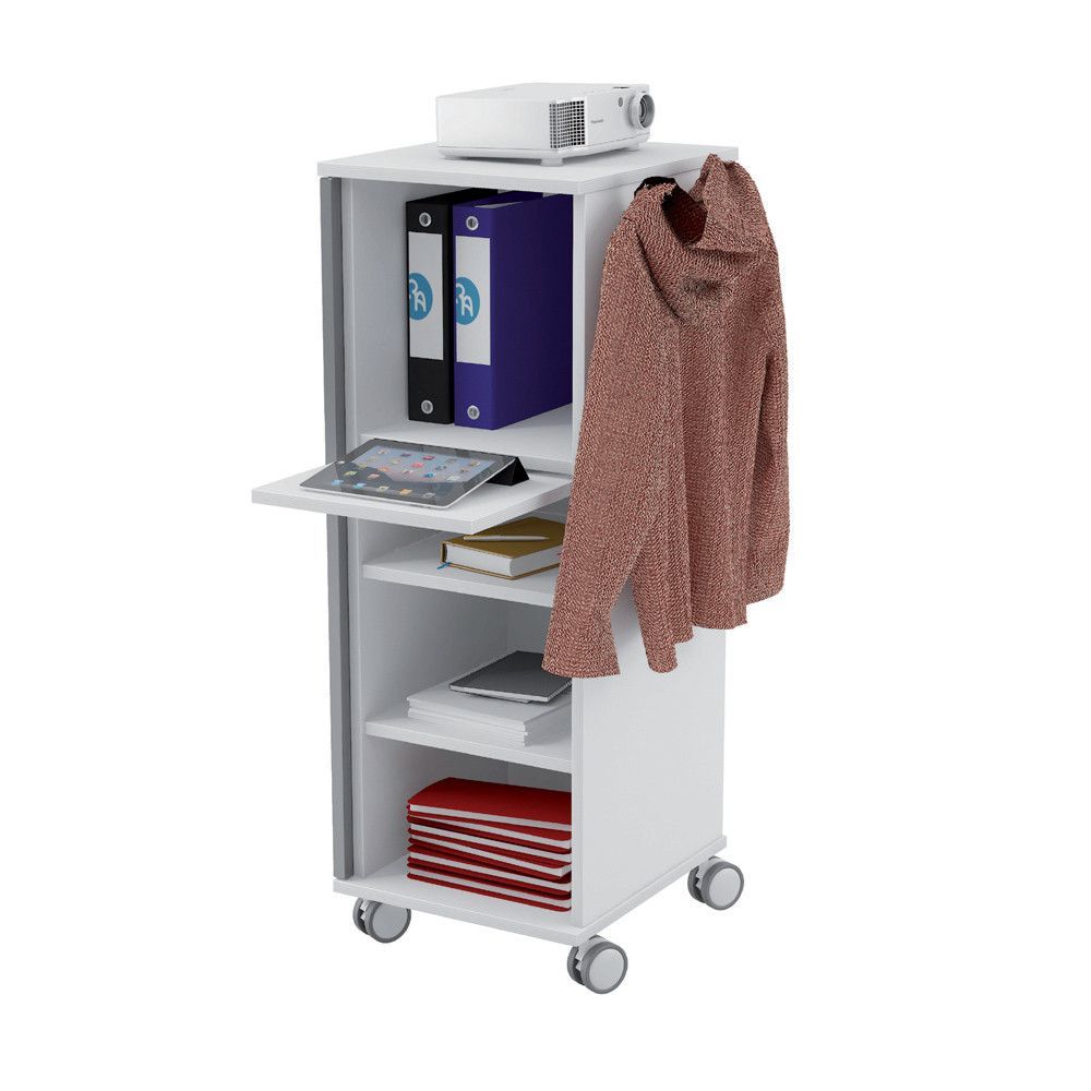 Mueble Móvil Multifuncional Caddy con Estantes Color Gris