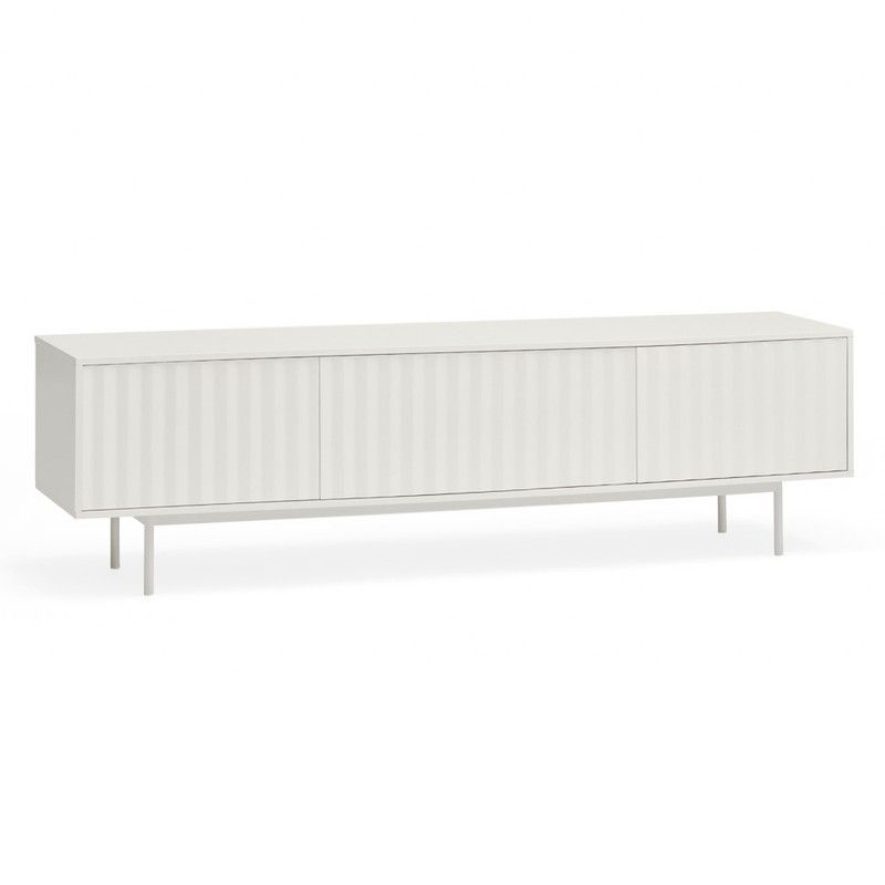 Mueble TV de madera en blanco, 180 x 40 x 52 cm | Sierra