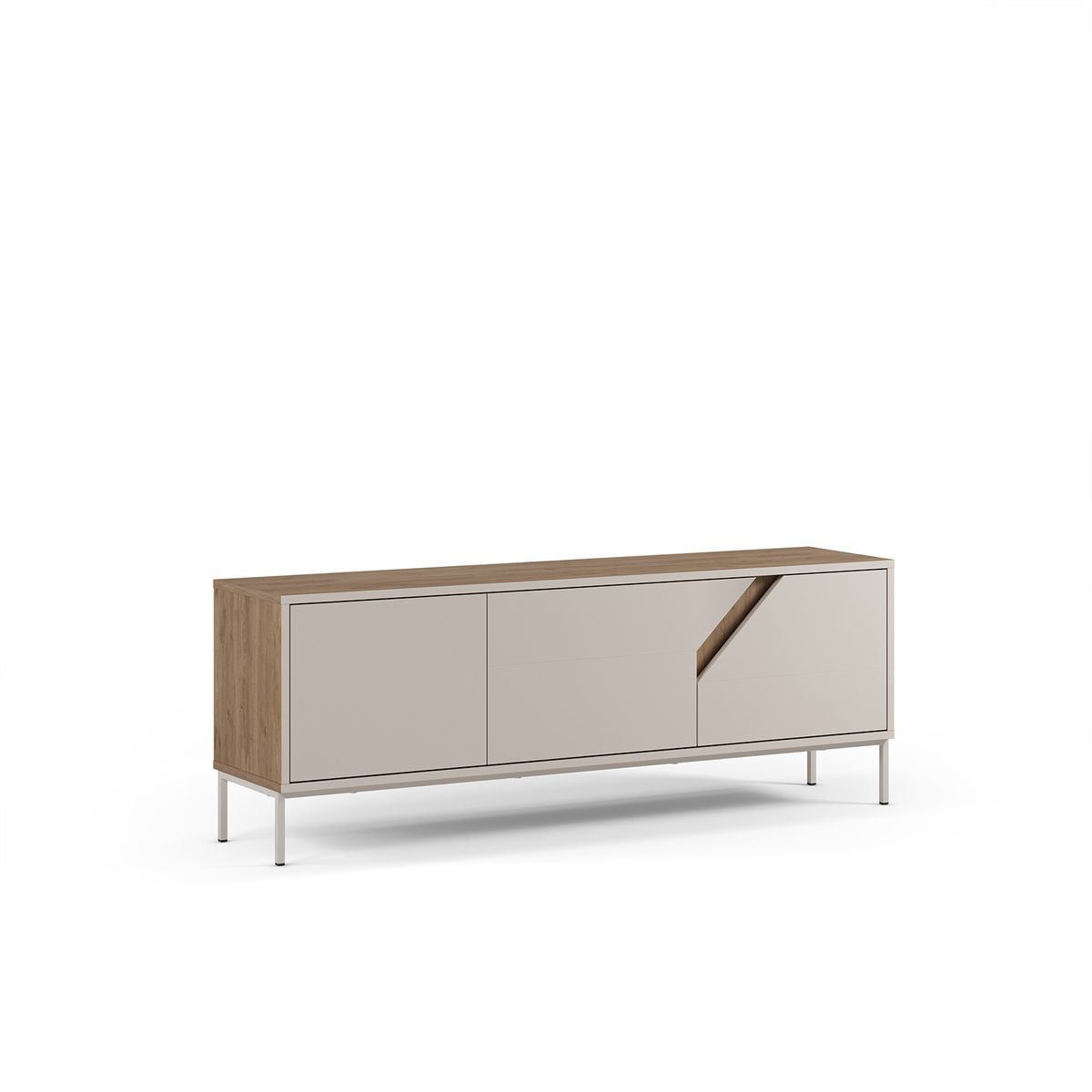 Mueble TV de madera en color crema y roble, 150 x 35 x 55 cm | Lilou