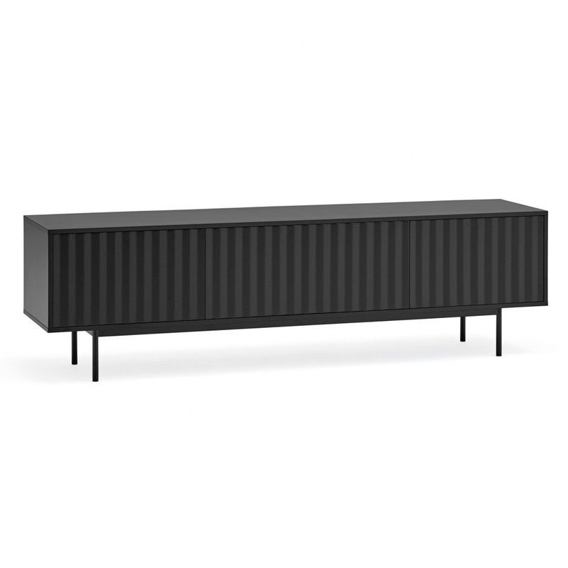 Mueble TV de madera en negro, 180 x 40 x 52 cm | Sierra