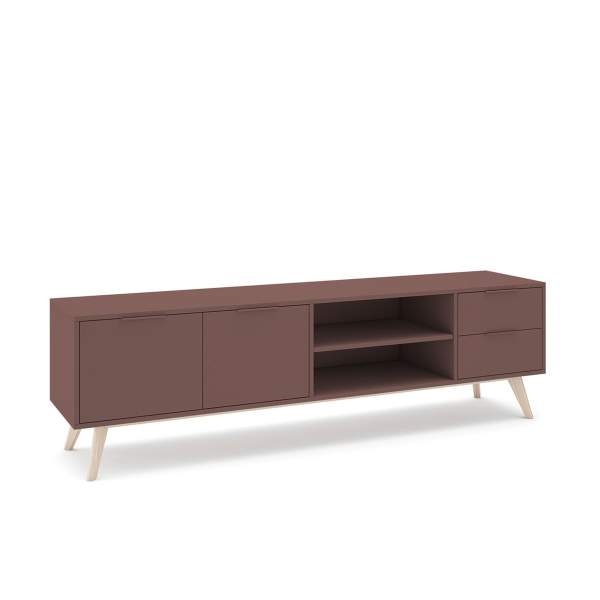 Mueble TV de madera en terracota, 180 x 40 x 53 cm | Campus