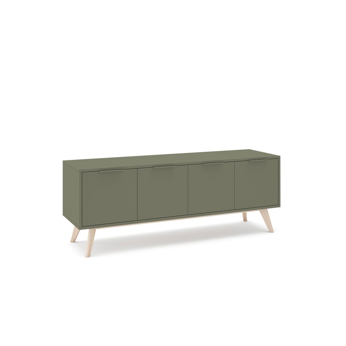 Mueble TV de madera en verde, 140 x 40 x 53 cm | Campus