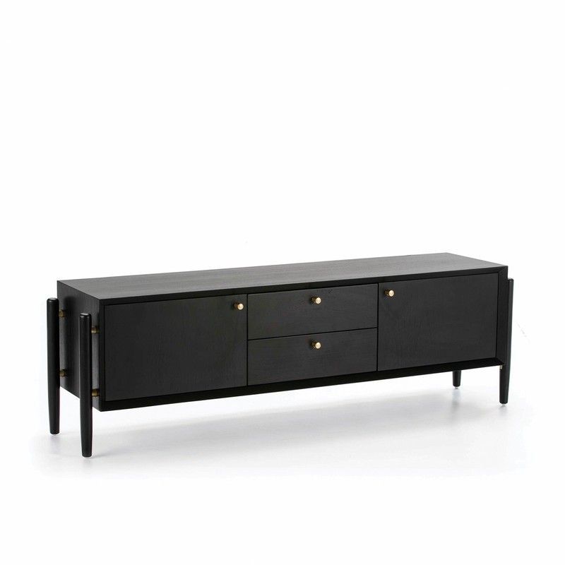 Mueble TV de Madera Negro, 160x40x50cm