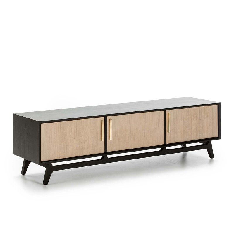 Mueble TV de Madera Negro/Madera, 160x40x45cm