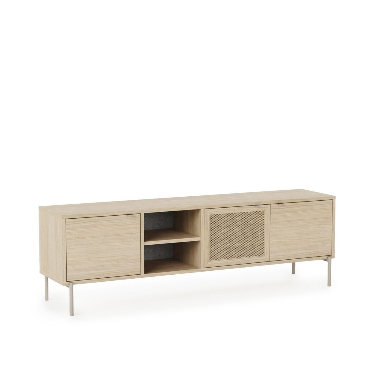 Mueble TV de madera y metal  en natural, 164 x 35 x 50 cm | Inti