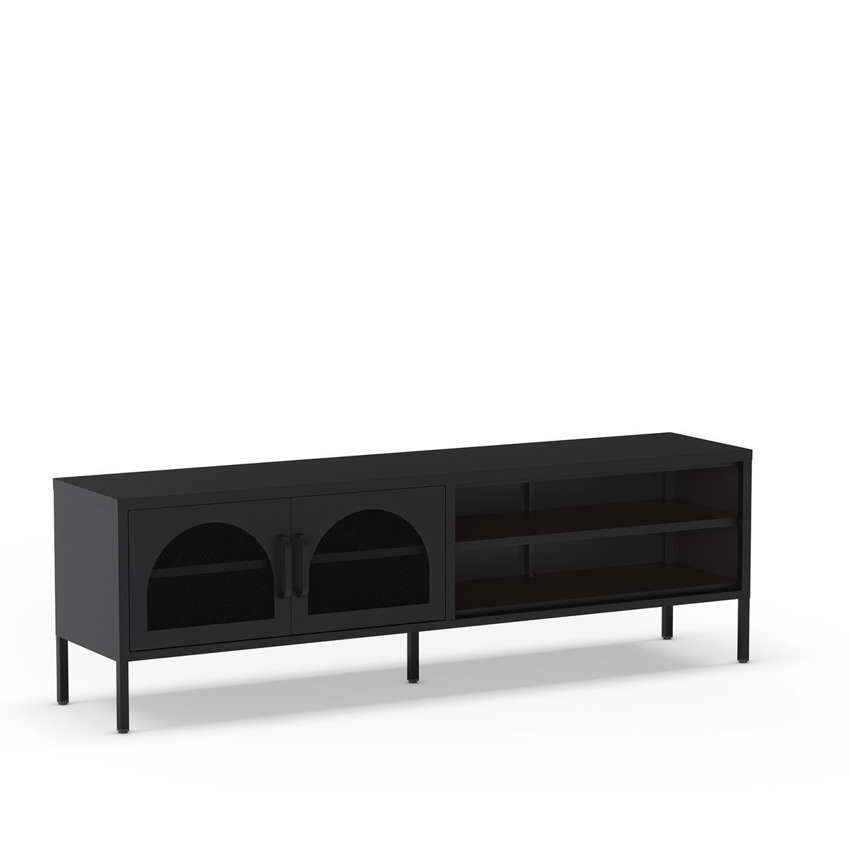Mueble TV de metal en negro, 160 x 35 x 50 cm | Diora