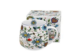 Mug Ancho Flor Etnico Porcelana para Té e Infusion