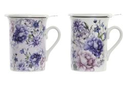 Mug para Infusiones Porcelana 380 ml Flores Azules