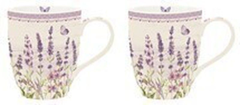 Mug Taza Lavanda Juego 2 Porcelana Easy Life
