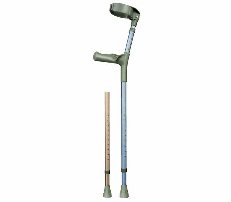 Muleta regulable con puño anatómico y codera abatible. Marrón metálico