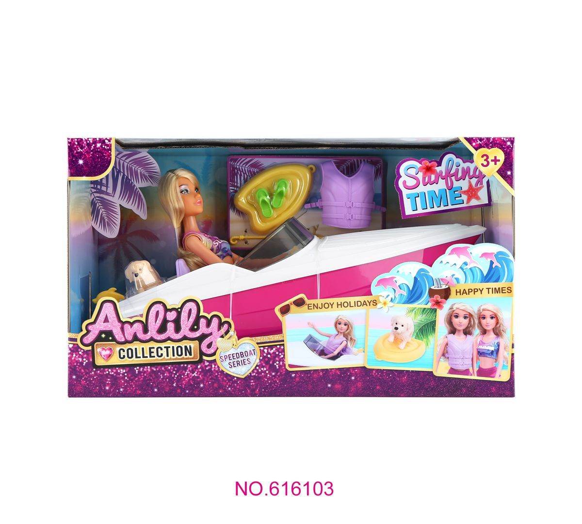 MUÑECA ANLILY 29 CM C/LANCHA