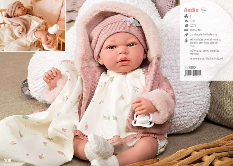 Muñeca Elegance 40 Cm Andie Con Manta