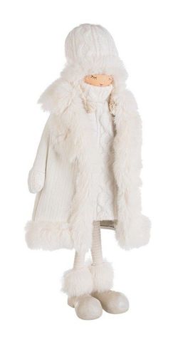Muñeca Navidad con Abrigo Blanco de pie 45 cms Bizzotto