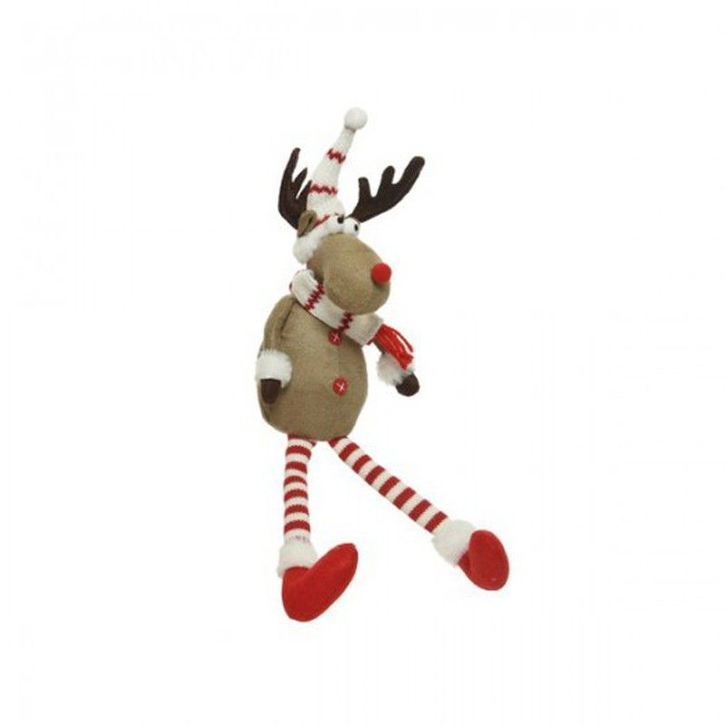 Muñeca Reno+Gorro Blanco+Patas Rayas 12,5X16Xh49Cm