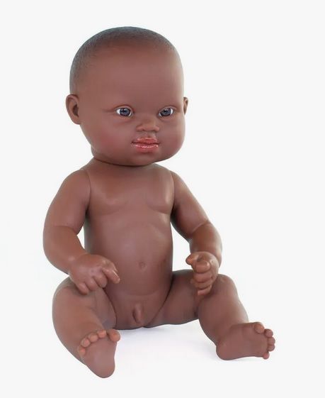 Muñeco bebé africano síndrome de down 32 cm