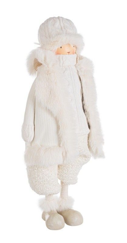 Muñeco Navidad con Abrigo Blanco de pie 45 cms Bizzotto