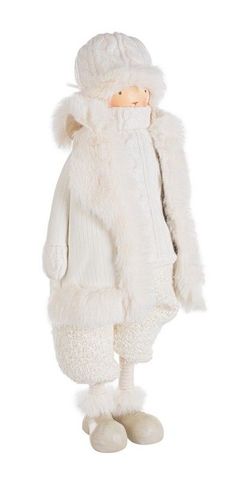 Muñeco Navidad con Abrigo Blanco de pie 45 cms Bizzotto