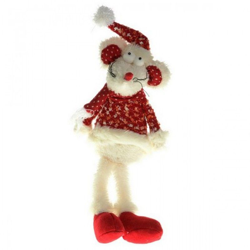 Muñeco Ratón Peluche + Vestido Navid. Rojo H20Cm