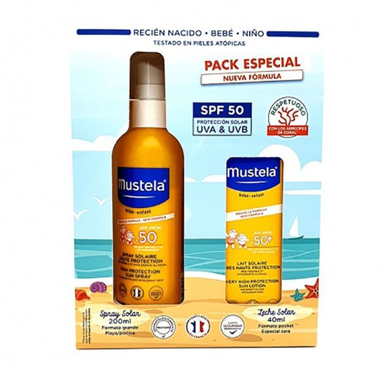 Mustela Pack Spray Solar SPF50 200ml + Leche Solar SPF50 40ml