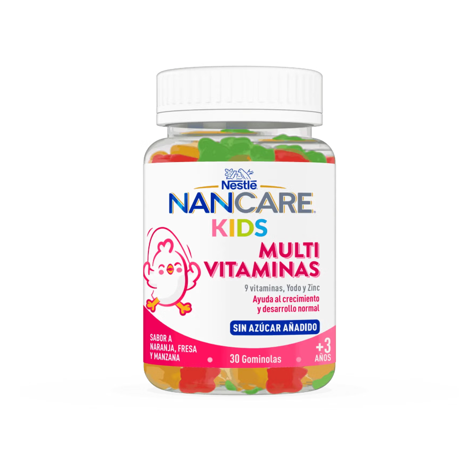 NanCare Kids Multivitaminas 30 Gominolas Sabor Naranja, Fresa y Mango