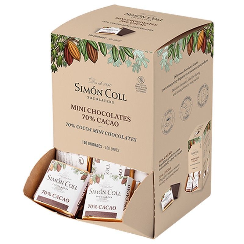Napolitanas chocolate simon coll 70% cacao caja 100 uds
