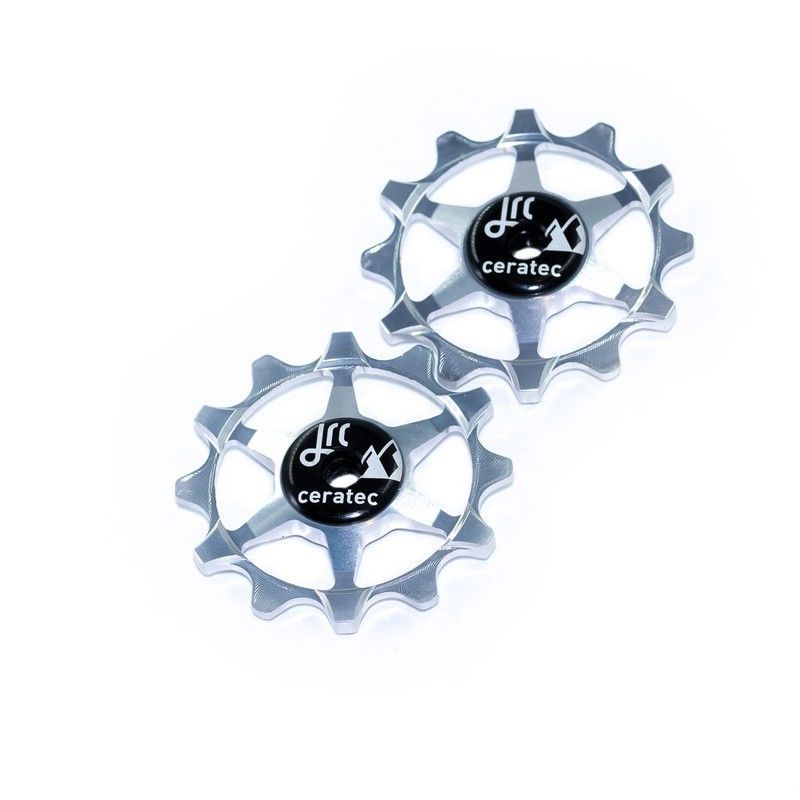 Narrow Wide 12t Ceramic Jockey Wheels Silver