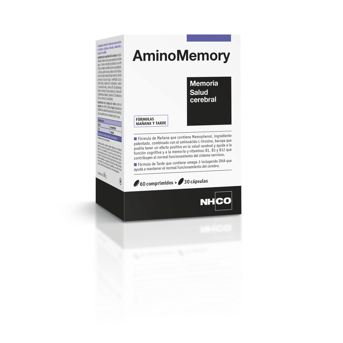 NHCO - AMINOMEMORY - Memoria y Salud cerebral - 60 comprimidos mañana + 30 capsulas tarde