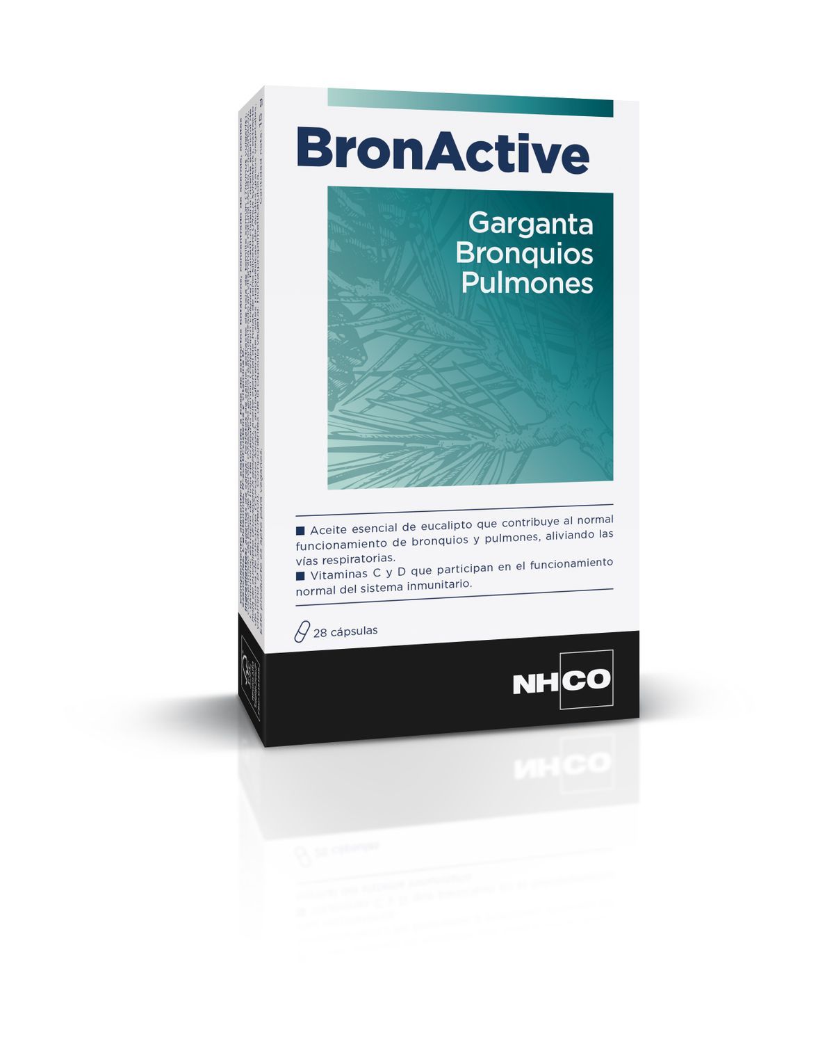 NHCO BronActive - 28 cápsulas - garganta bronquios pulmones