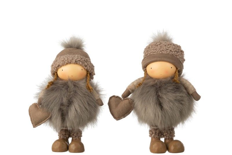 Niña Navidad Corazon Resina Gris Tamaño Mediano Jolipa