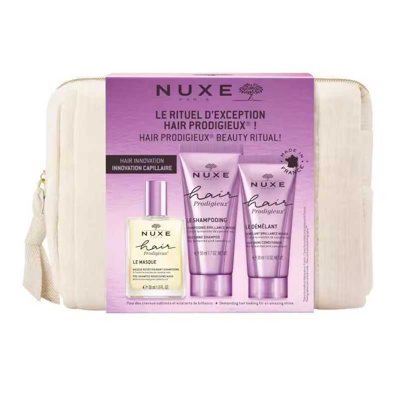 Nuxe Hair Prodigieux Neceser de Viaje Le Rituel D'Exception Hair Prodigeux Beauty Ritual 3 Productos