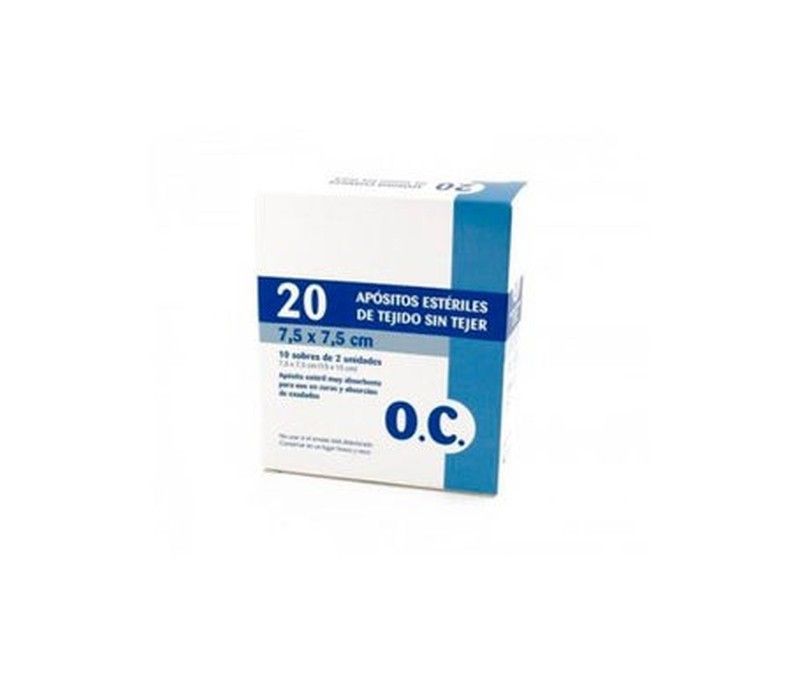 O.C Compresa Esteril Tejido Sin Tejer 7,5 x 7,5 (10 Sobres de 2 Unidades) 20 Unidades