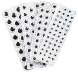 Ojos móviles adhesivos redondos negros 7, 10, 12 y 15 mm