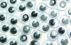 Ojos móviles adhesivos redondos negros 7 y 10 mm ¡¡ÚLIMAS EXISTENCIAS!!