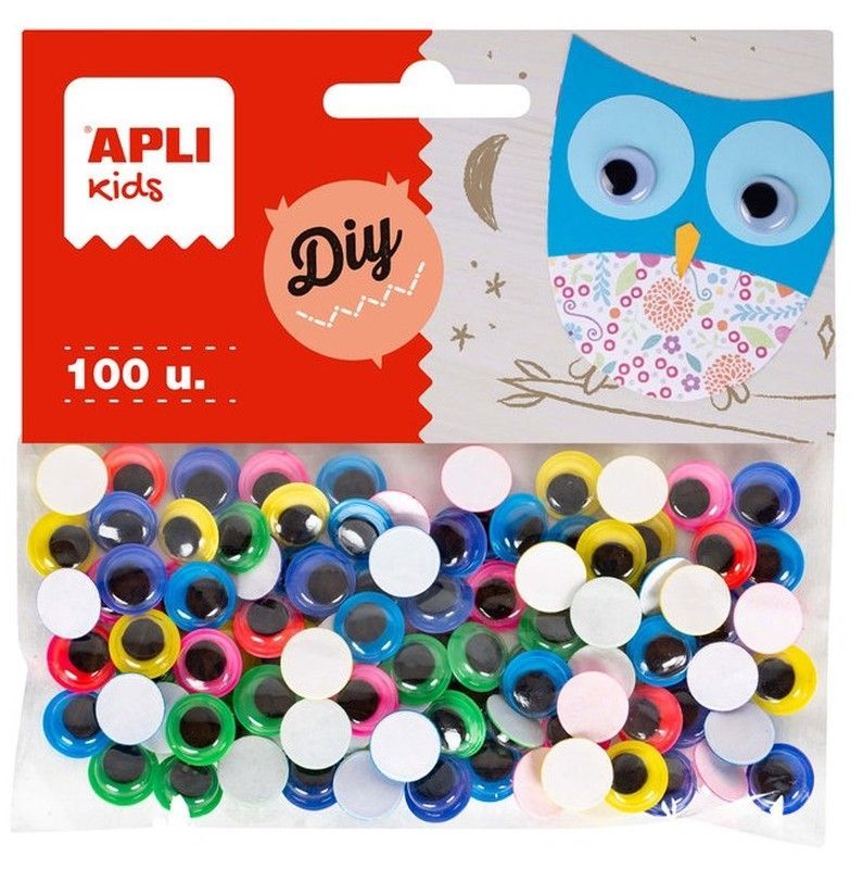 Ojos móviles color redondos adhesivos ø 10 mm 100 und.