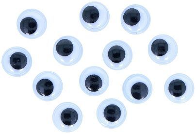 Ojos móviles negros autoadhesivos redondos 12 mm.