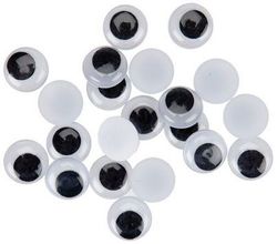 Ojos móviles negros autoadhesivos redondos 15 mm.
