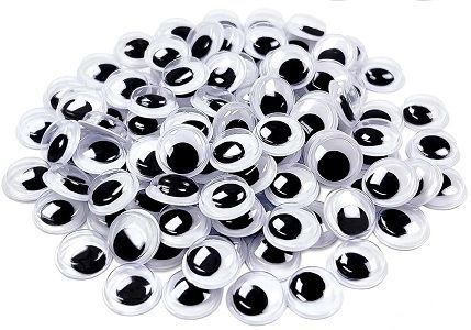 Ojos móviles negros autoadhesivos redondos 20 mm.