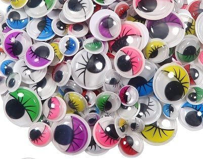Ojos móviles redondos c/pestaña adhesivos surtidos