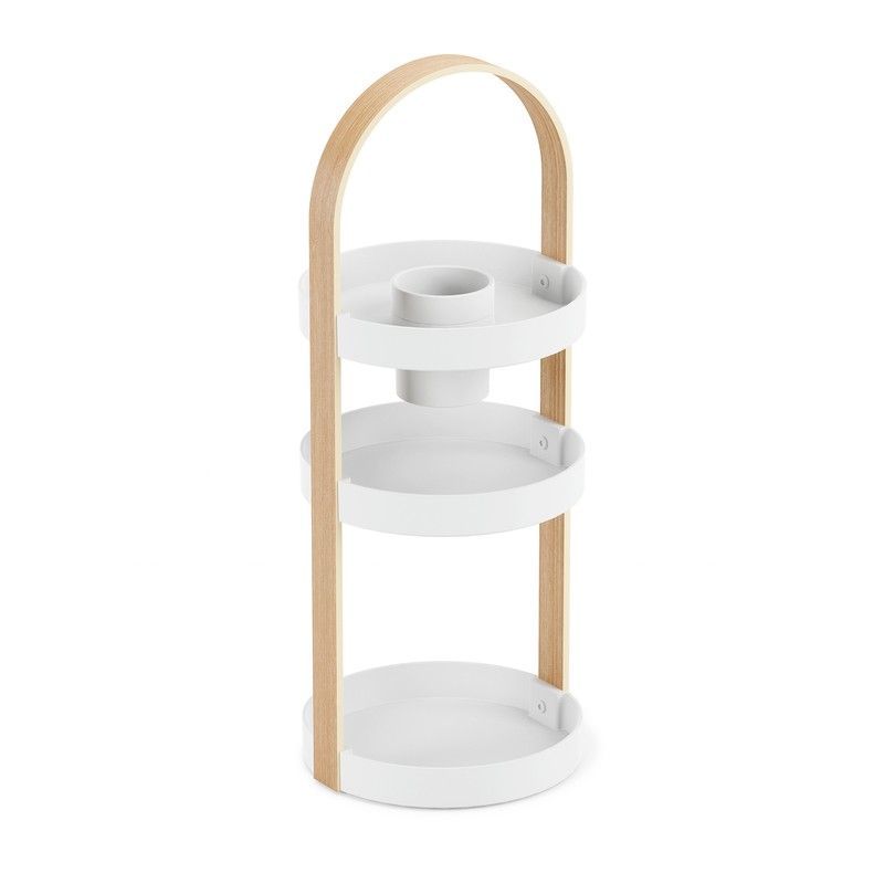 Organizador de cosméticos de ABS en blanco y natural, Ø 20 x 50 cm | Bellwood