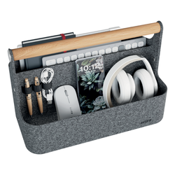 Organizador de escritorio portátil con asa, fieltro, gris oscuro