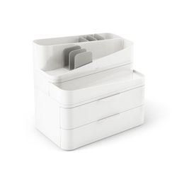 Organizador de poliestireno en blanco y gris, 27 x 18 x 25 cm | Glam