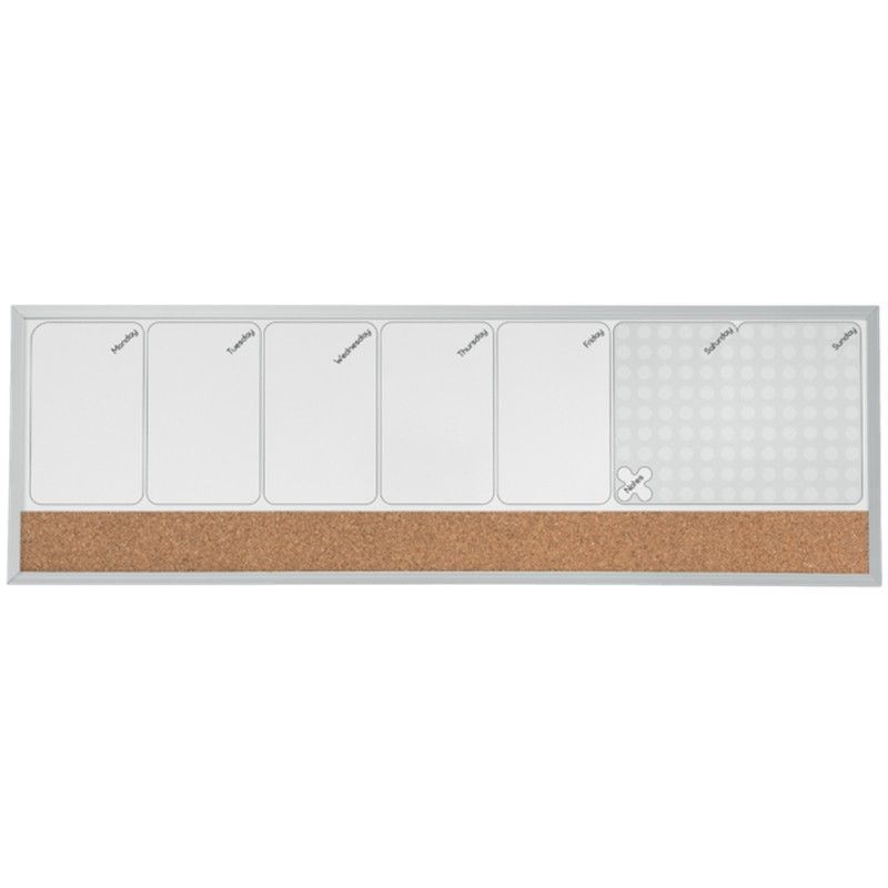 Organizador semanal magnético + tablero corcho (horizontal) NOBO 585x190 mm