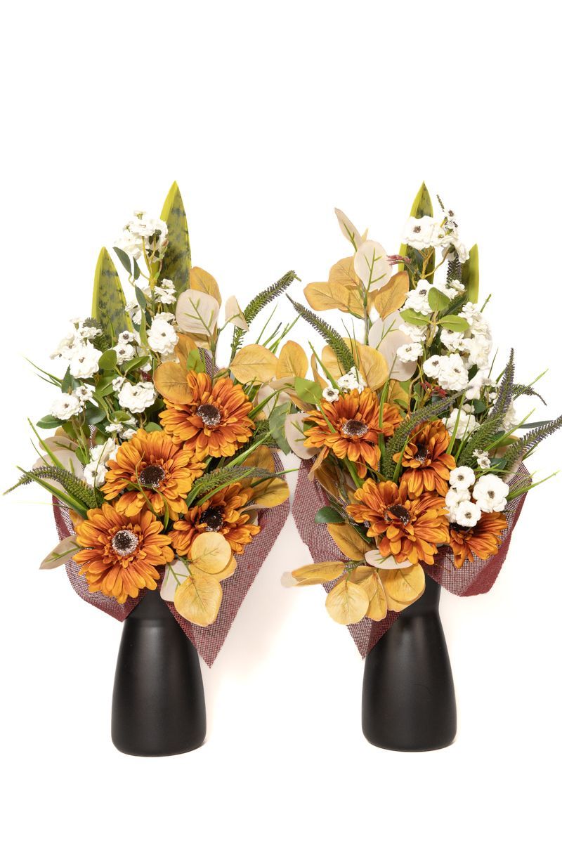 Otoñal ramo de flores artificiales para cementerio