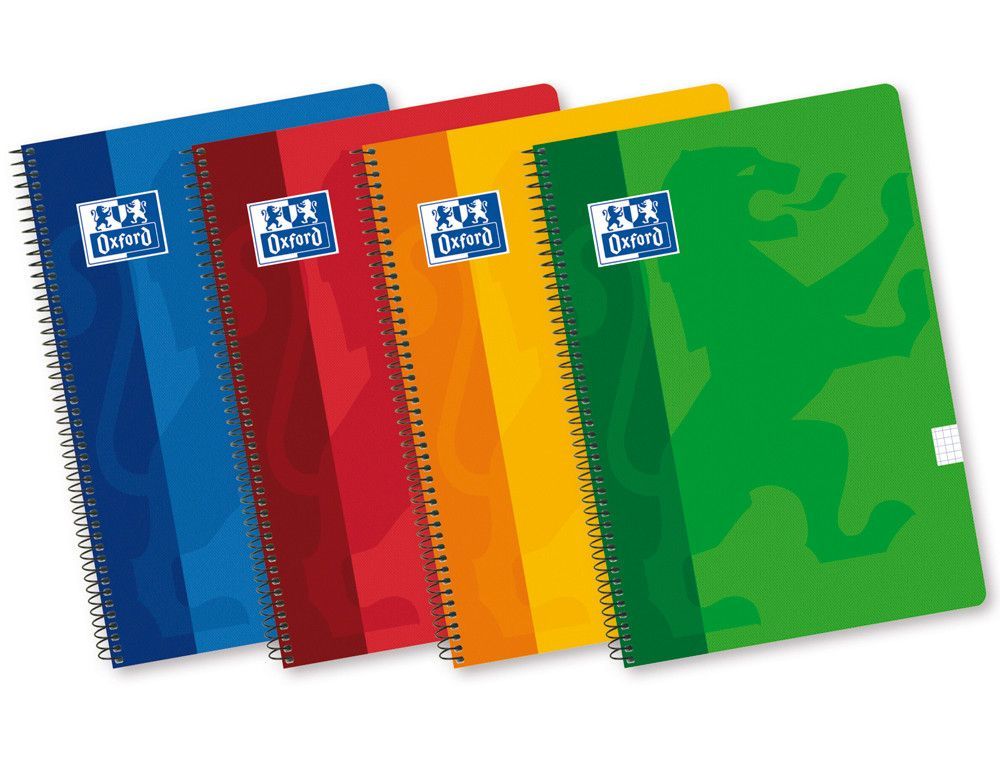 OXFORD Cuaderno espiral tapa blanda plastificada 80h 4º Cuadricula 4x4 colores Surtidos Ref.100430166