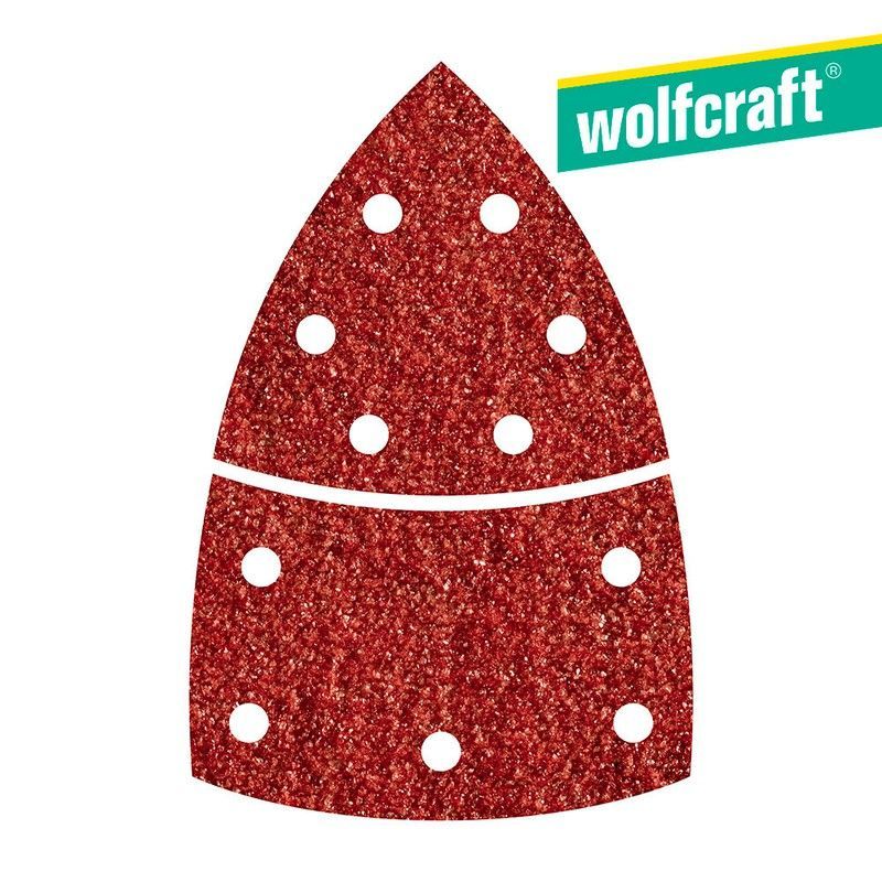 Pack 10 Hojas De Lijar Adhesivas , Corindón Grano 120 Perforadas Triangular 1814000 Wolfcraft