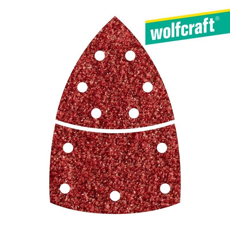 Pack 10 Hojas De Lijar Adhesivas , Corindón Grano 80 Perforadas Triangular 1813000 Wolfcraft