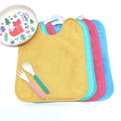 Pack 4 baberos de toalla con goma y impermeable 25x30 cm 77777