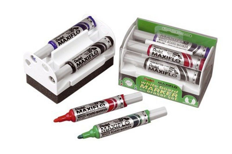 Pack 4 rotuladores pentel maxiflo+borrador